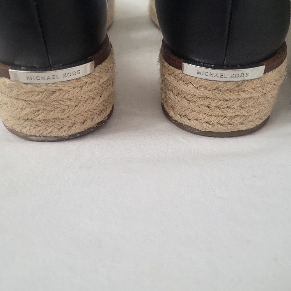 Michael Kors Black Leather Espadrille Sandals "Darby", Brand-new, Size 8.5 - Picture 7 of 14